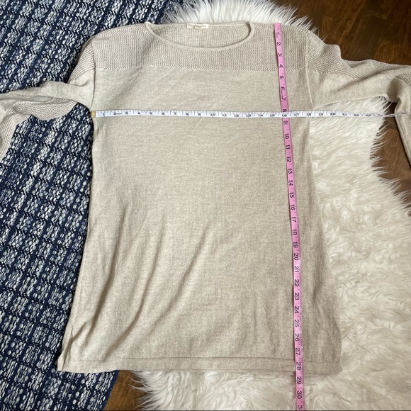 Eileen Fisher Contrast Knit Tunic Sweater wool pullover neutral beige - Picture 10 of 11